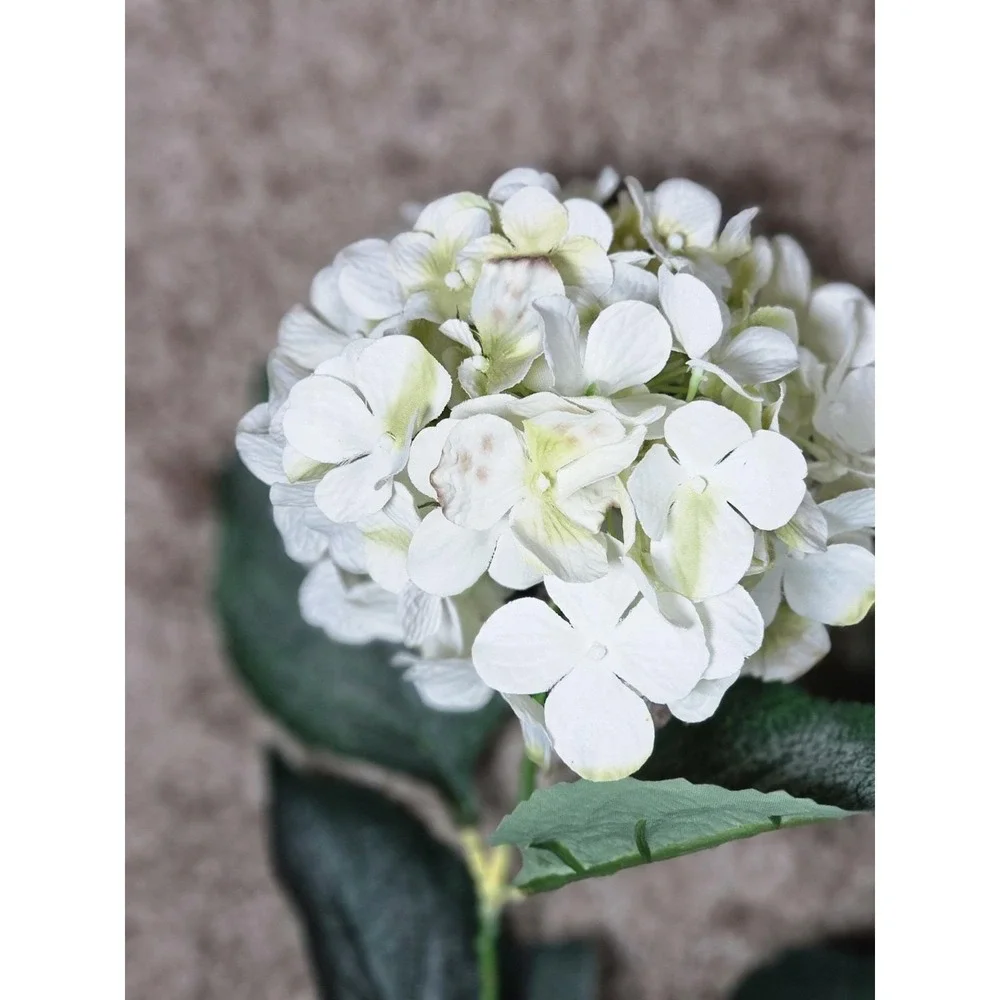 Vintage Artificial Hydrangea Flowers Set of 4 White Floral Stems